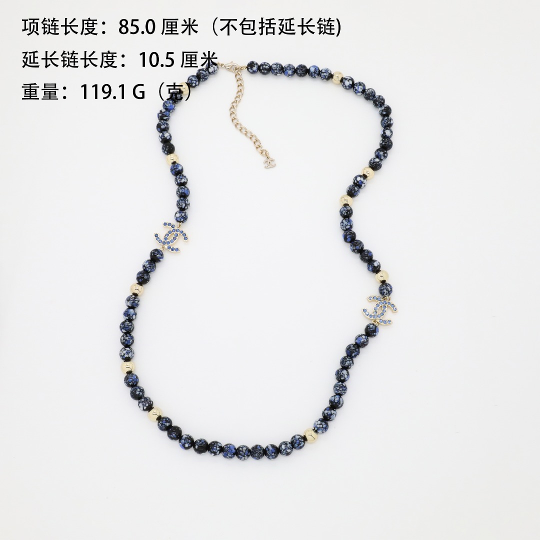 CCL104 Chanel Chinese-style blue and white porcelain long pearl chain sweater necklace - ccjewelryacc