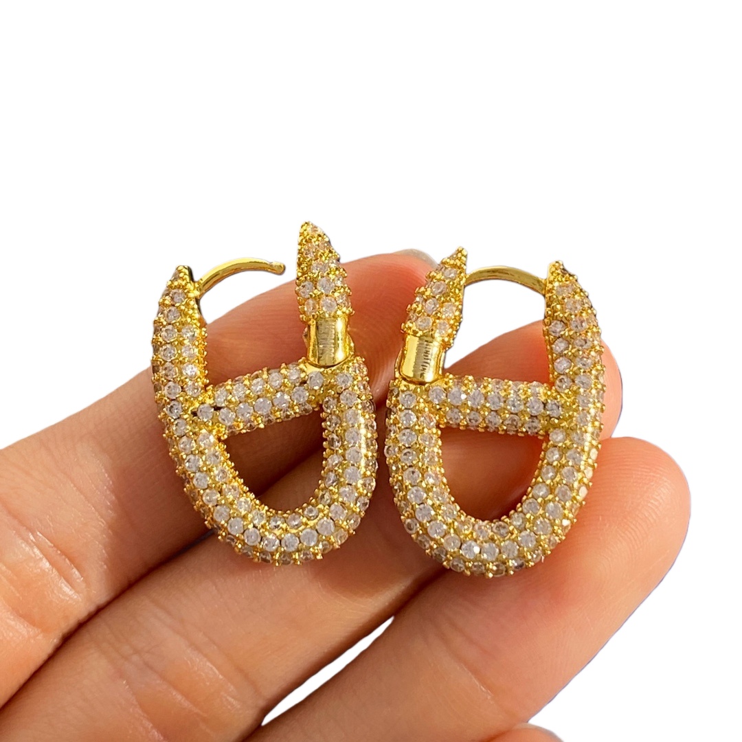 HME012 Designer Pig nose Chaine d'ancre Enchainee earrings - ccjewelryacc