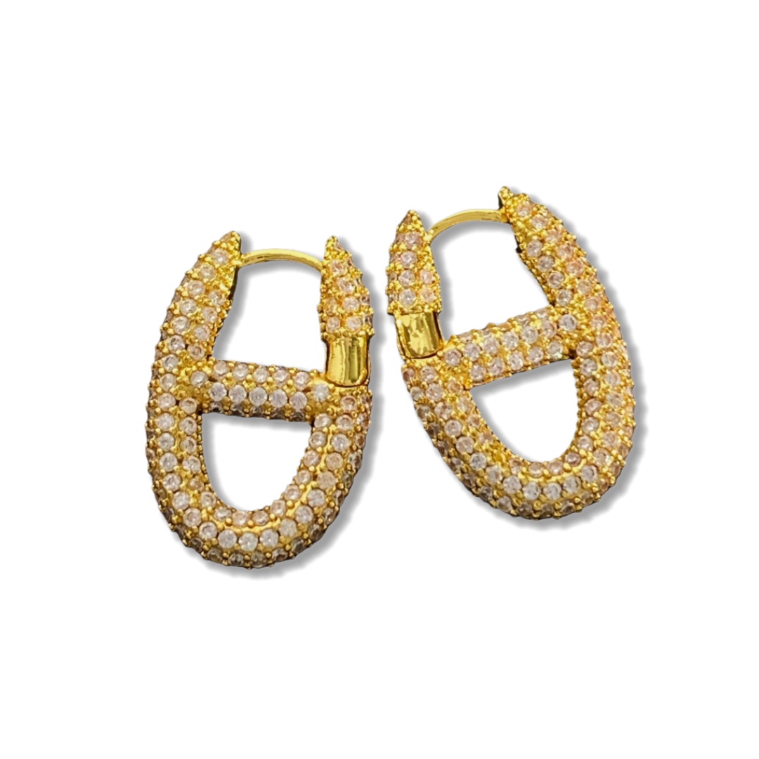 HME012 Designer Pig nose Chaine d'ancre Enchainee earrings - ccjewelryacc