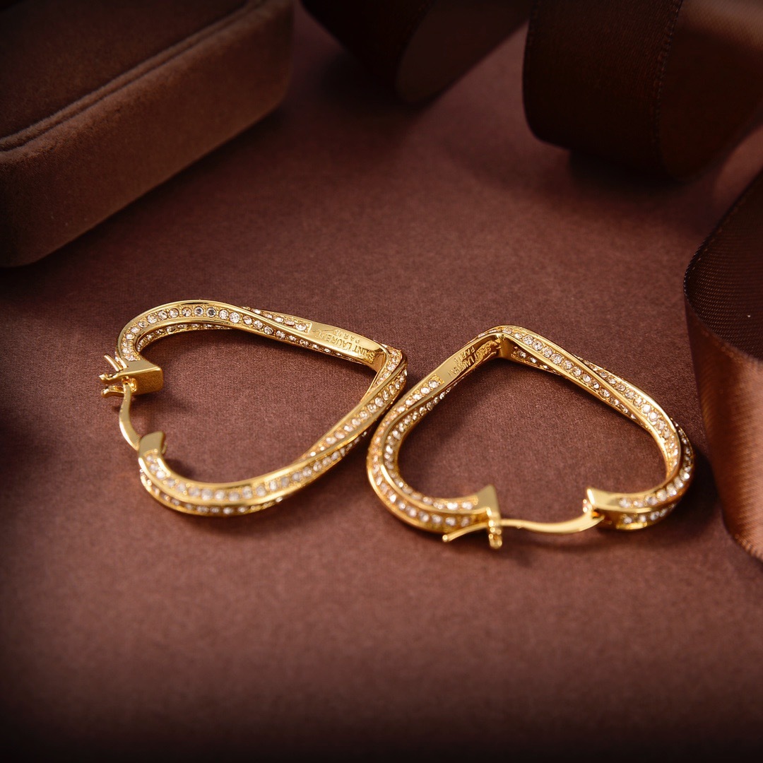 YYE102 crystal heart ysl Hoop earrings - ccjewelryacc