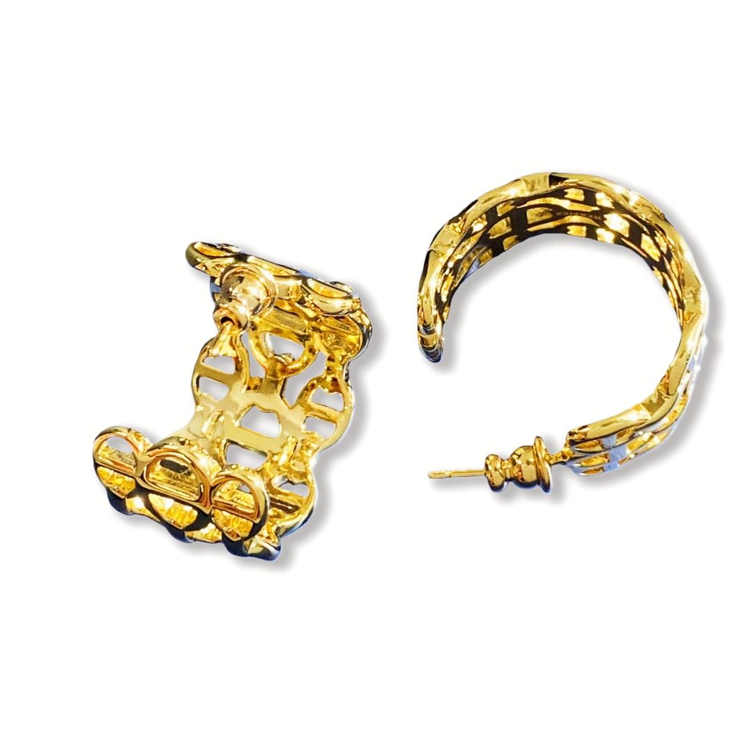 HME004 Width Chaine d'Ancre Enchainee hoop earrings - ccjewelryacc
