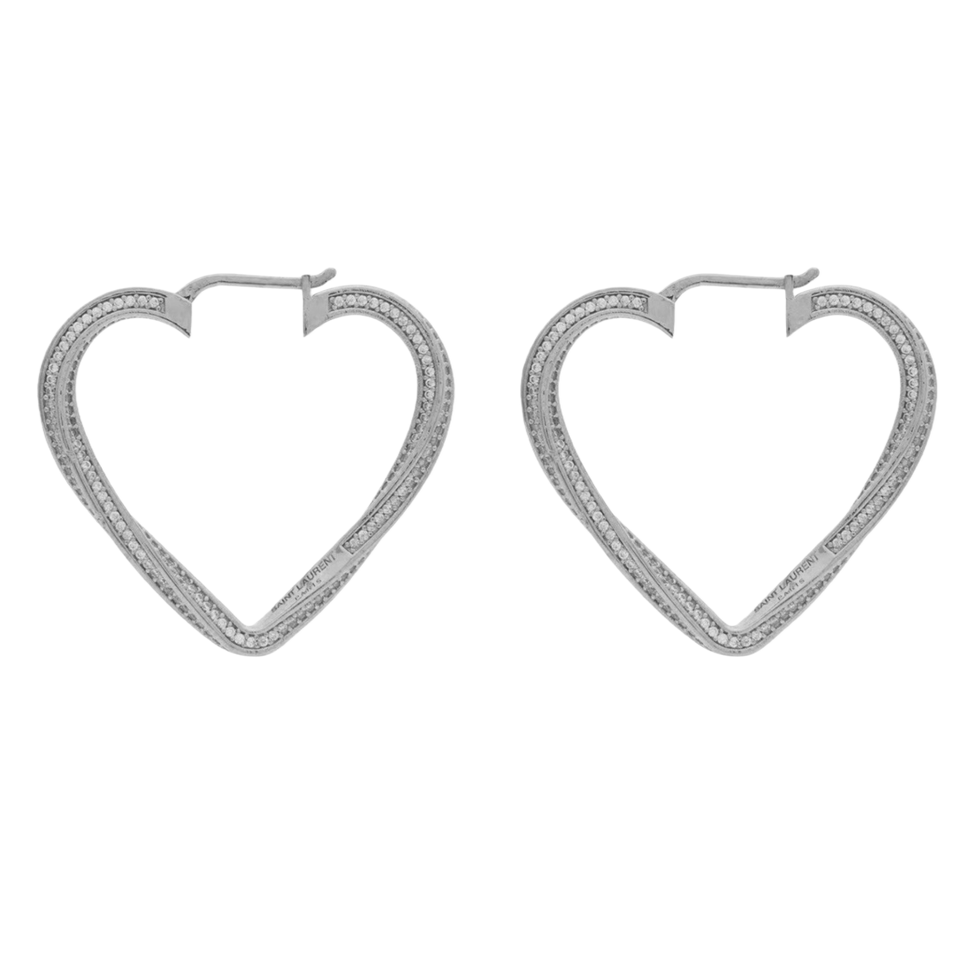 YYE102 crystal heart ysl Hoop earrings - ccjewelryacc