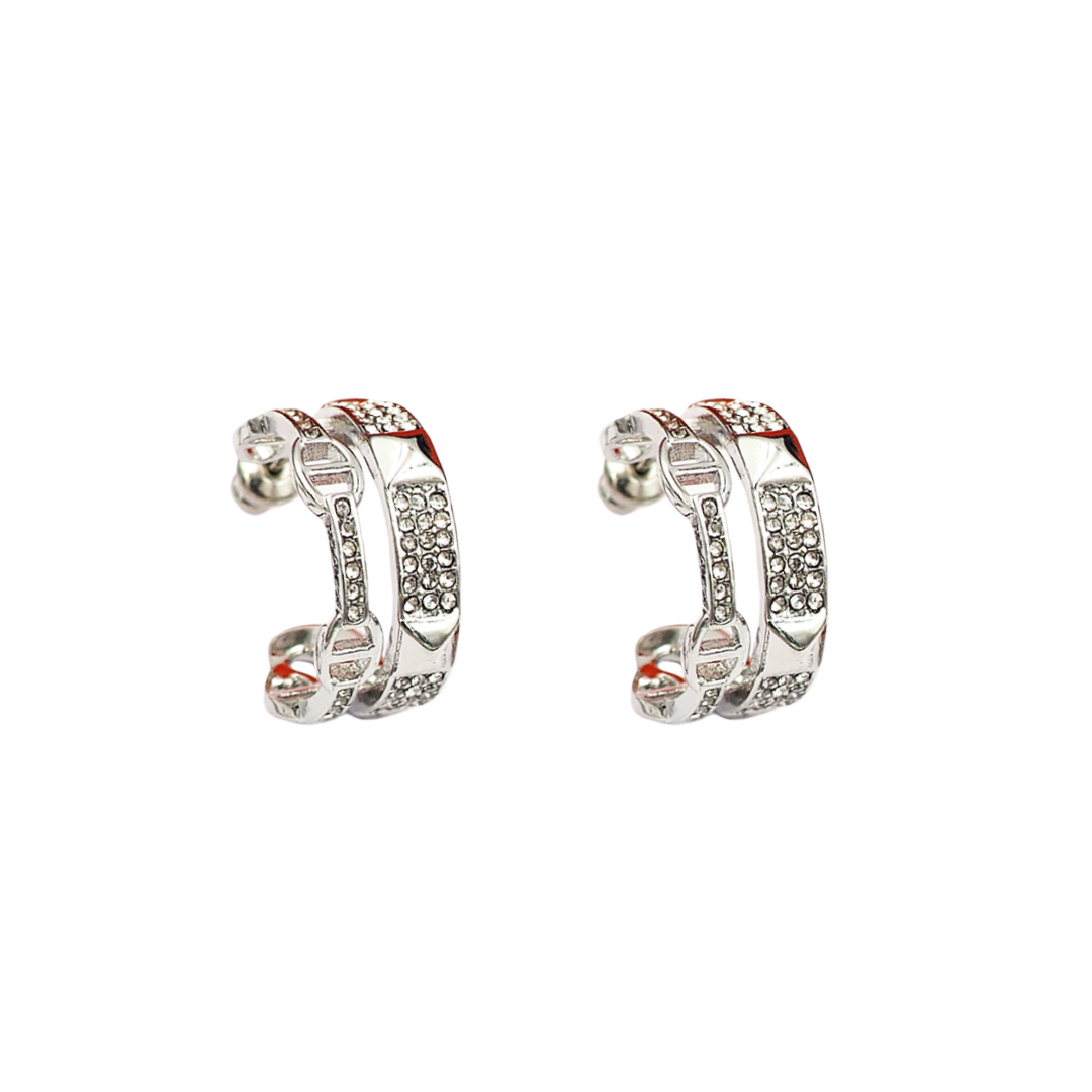HME020 Hermes Hermès Clou d'H Hoop earrings diamond - ccjewelryacc