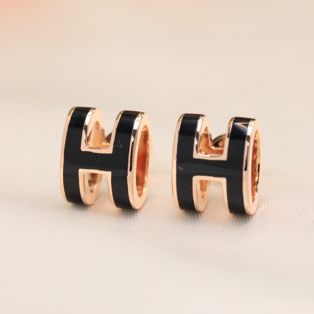 HME027 Hermes Mini Pop H enamel stud earrings - ccjewelryacc
