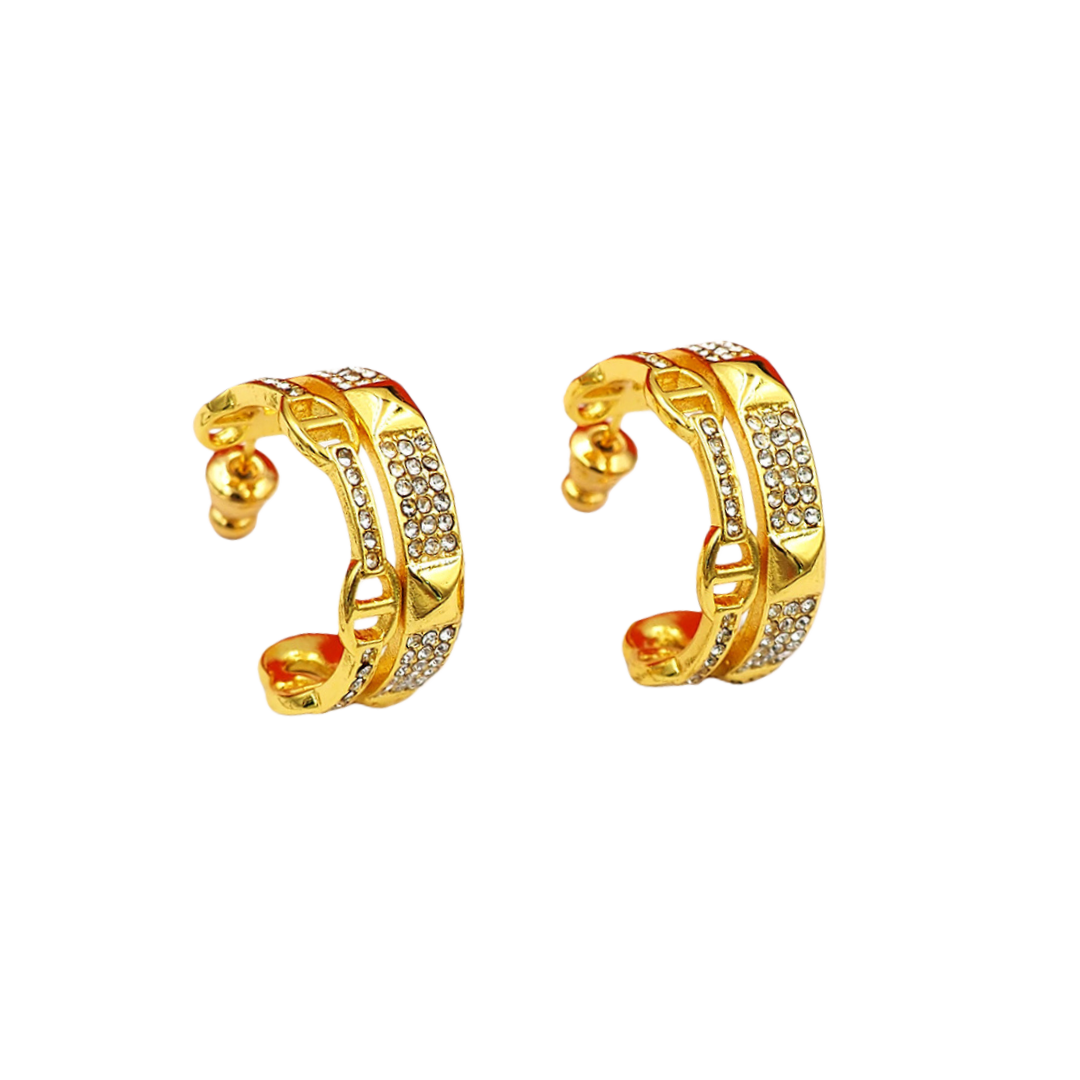 HME020 Hermes Hermès Clou d'H Hoop earrings diamond - ccjewelryacc