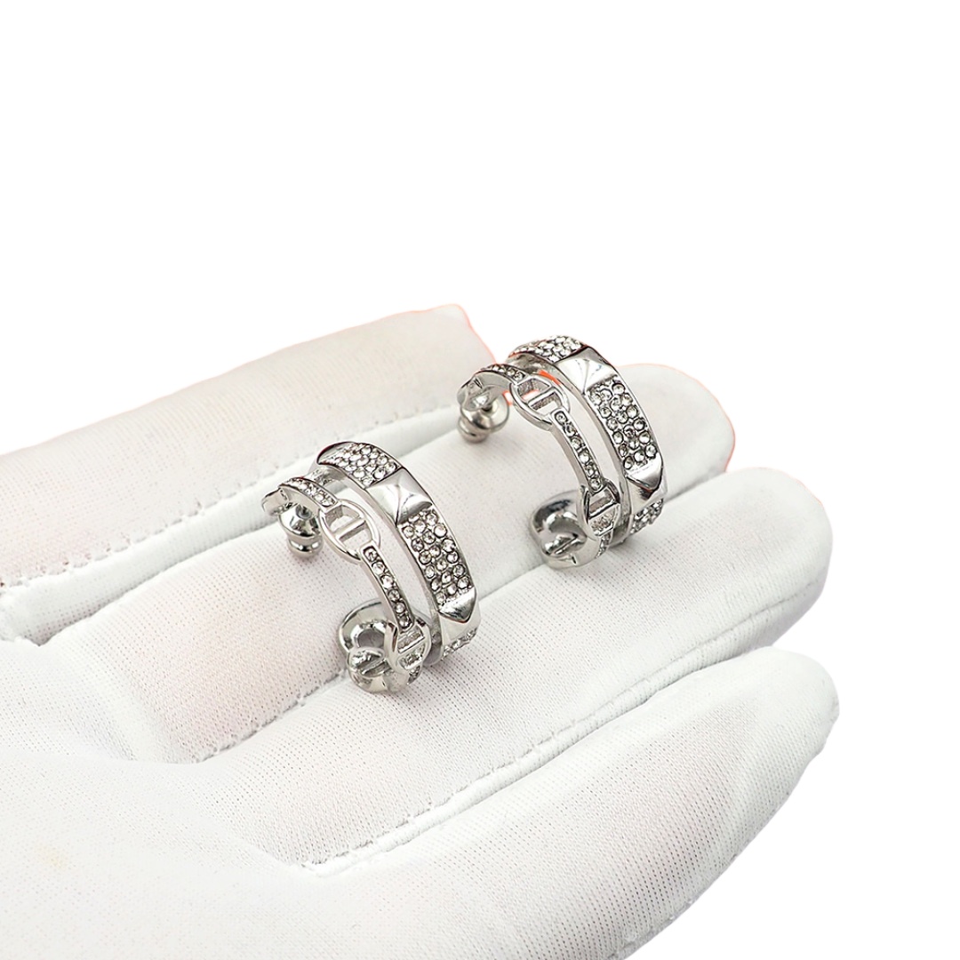 HME020 Hermes Hermès Clou d'H Hoop earrings diamond - ccjewelryacc