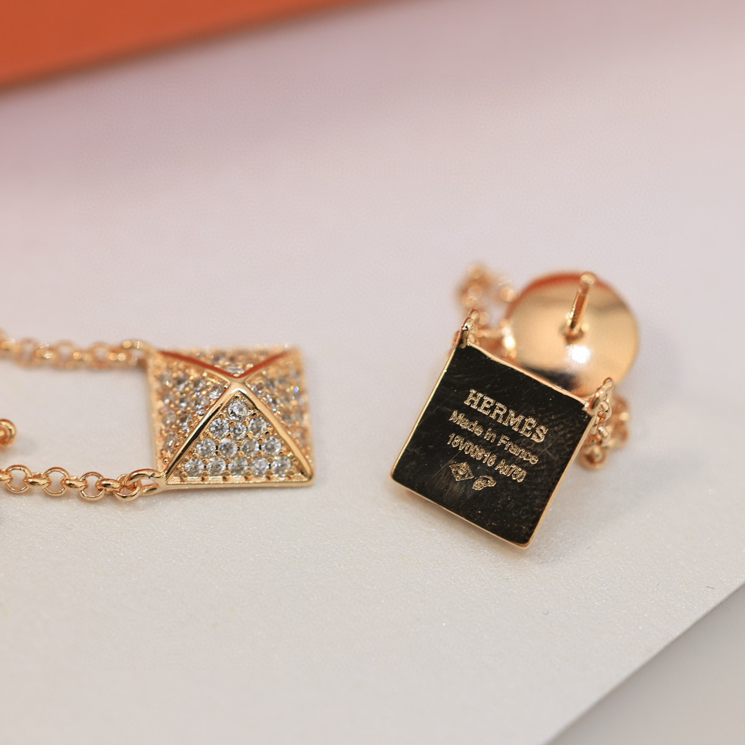 HME019 Hermes Hermès Clou d'H Pendant earrings diamond - ccjewelryacc