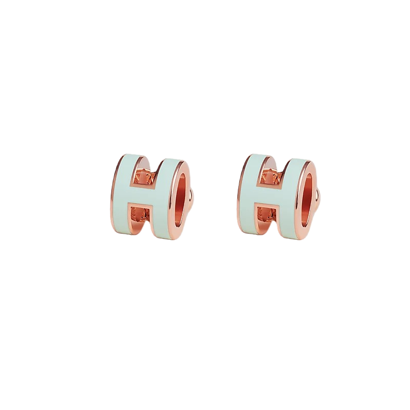 HME027 Hermes Mini Pop H enamel stud earrings - ccjewelryacc