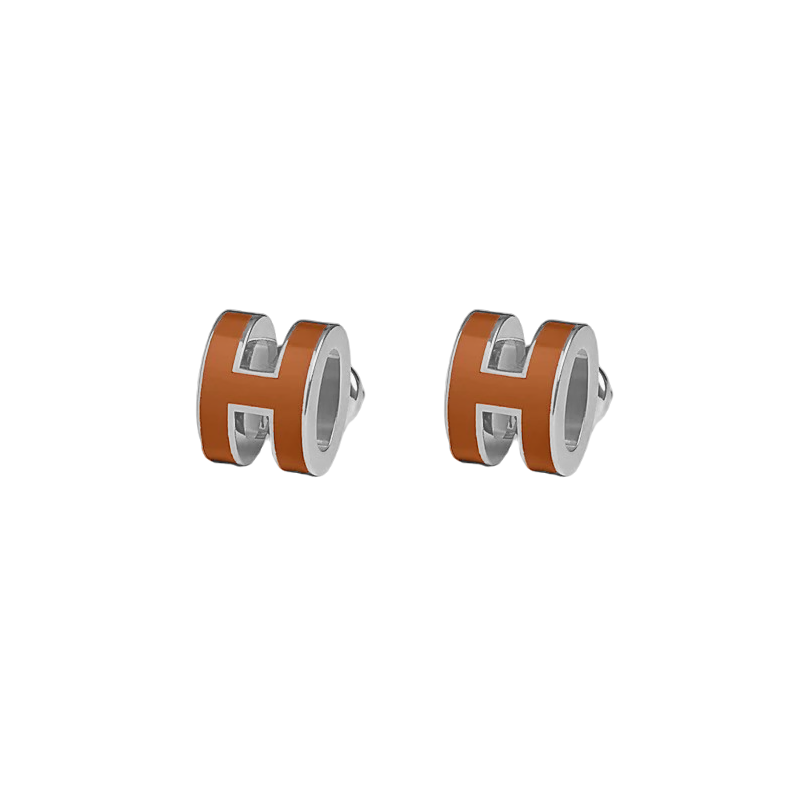 HME027 Hermes Mini Pop H enamel stud earrings - ccjewelryacc