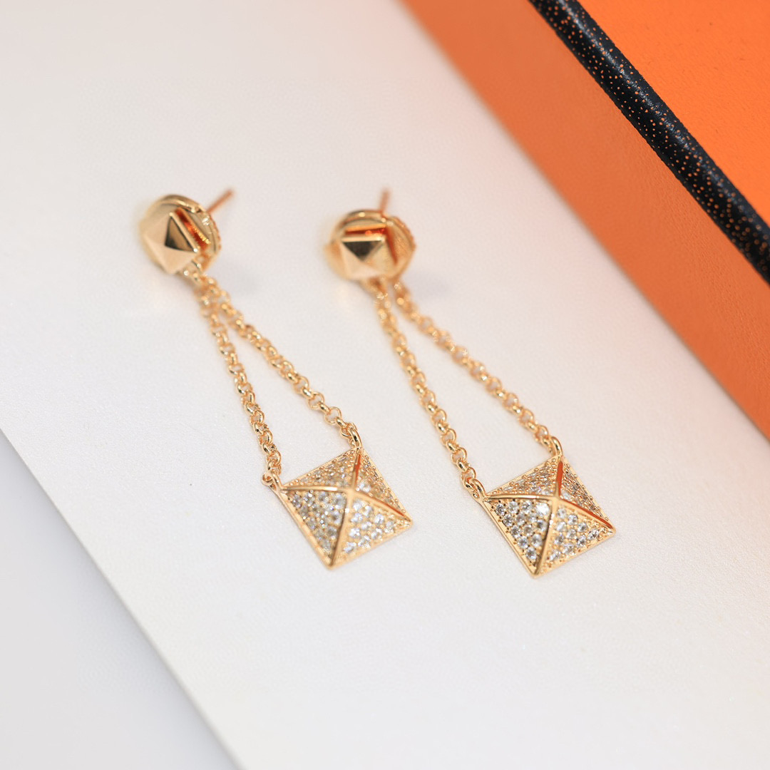 HME019 Hermes Hermès Clou d'H Pendant earrings diamond - ccjewelryacc