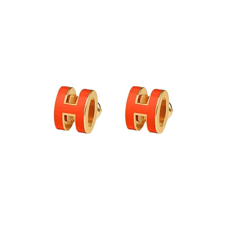 HME027 Hermes Mini Pop H enamel stud earrings - ccjewelryacc