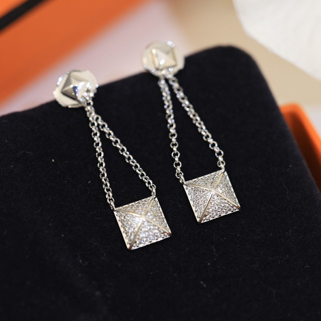 HME019 Hermes Hermès Clou d'H Pendant earrings diamond - ccjewelryacc