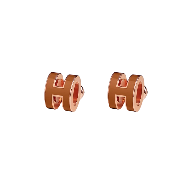 HME027 Hermes Mini Pop H enamel stud earrings - ccjewelryacc