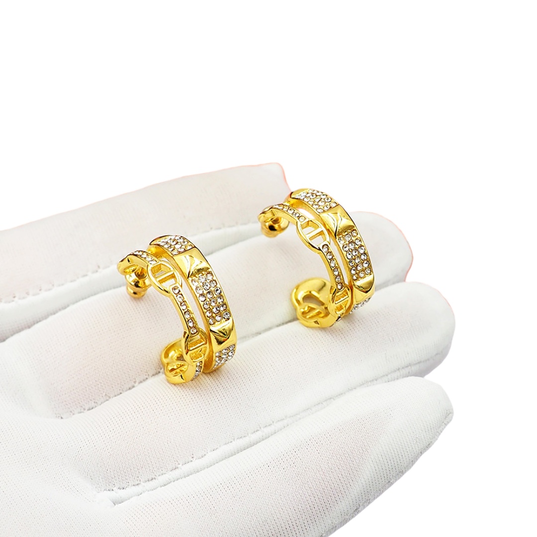 HME020 Hermes Hermès Clou d'H Hoop earrings diamond - ccjewelryacc