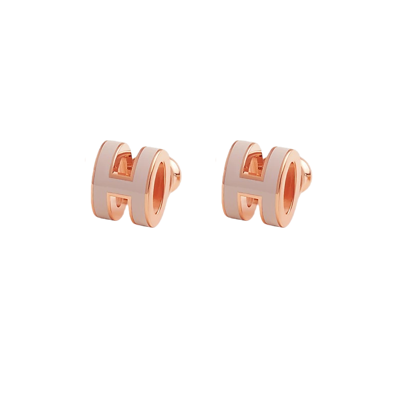 HME027 Hermes Mini Pop H enamel stud earrings - ccjewelryacc