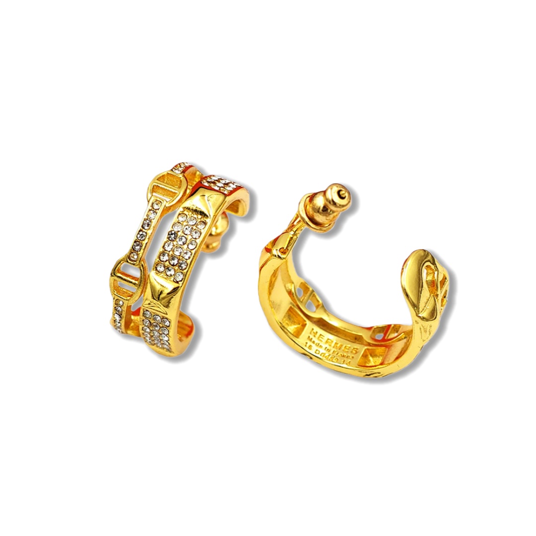 HME020 Hermes Hermès Clou d'H Hoop earrings diamond - ccjewelryacc