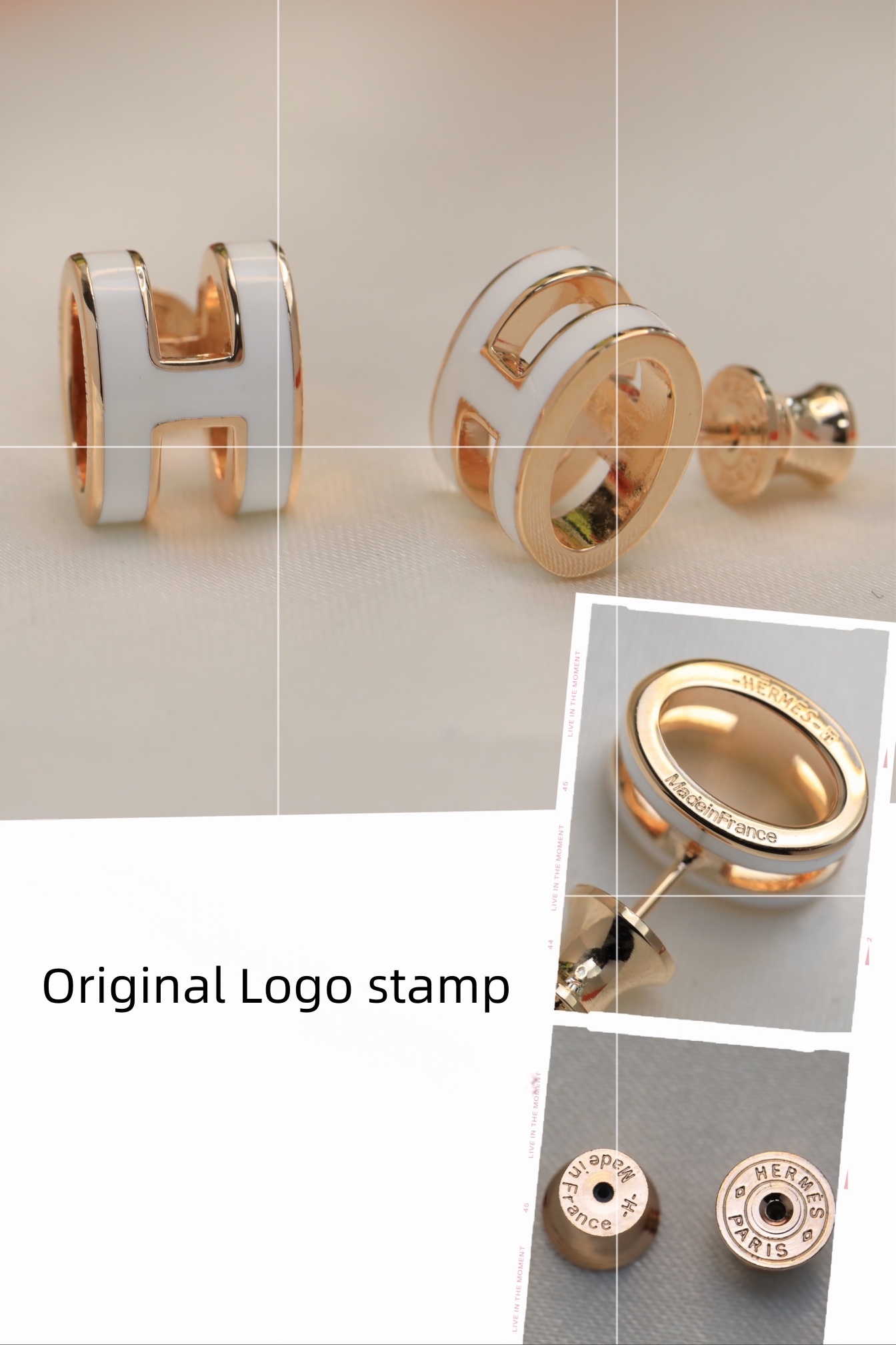 HME027 Hermes Mini Pop H enamel stud earrings - ccjewelryacc