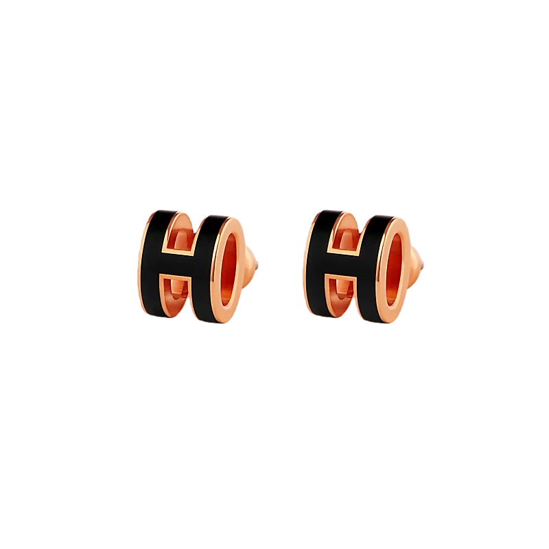HME027 Hermes Mini Pop H enamel stud earrings - ccjewelryacc