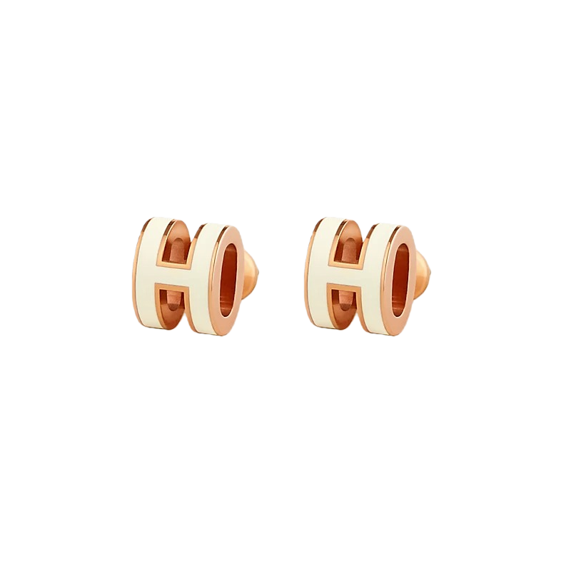 HME027 Hermes Mini Pop H enamel stud earrings - ccjewelryacc