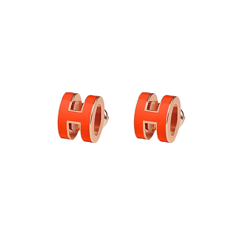 HME027 Hermes Mini Pop H enamel stud earrings - ccjewelryacc