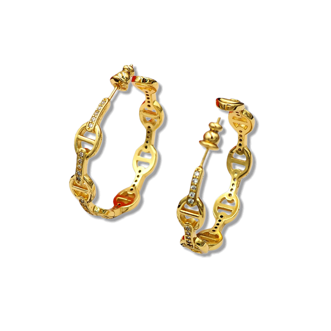 HME031 Hermes Chaine d'Ancre Enchainee Hoop earring - ccjewelryacc