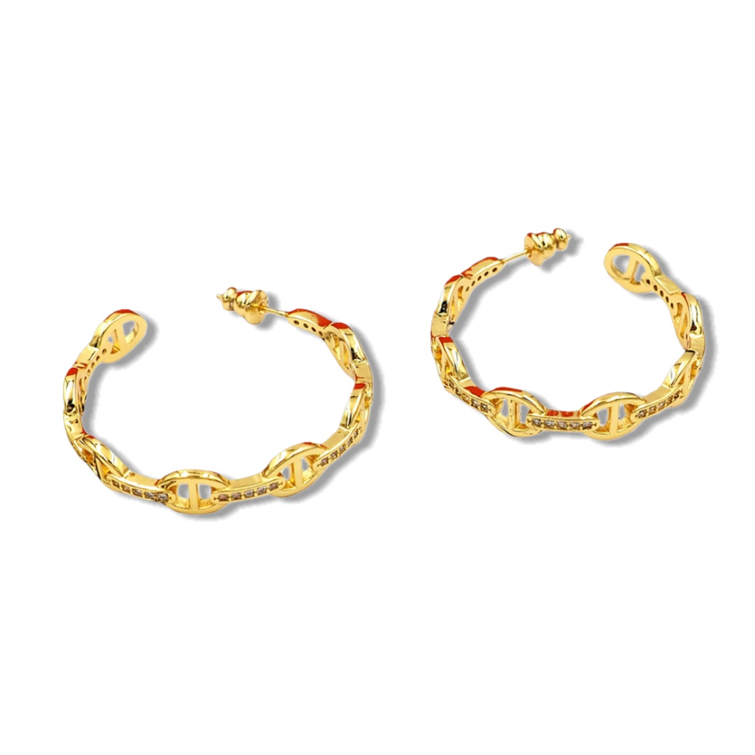 HME031 Hermes Chaine d'Ancre Enchainee Hoop earring - ccjewelryacc