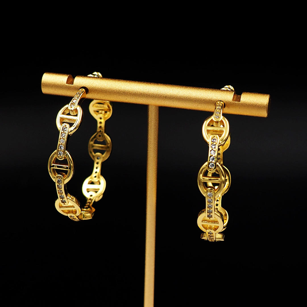 HME031 Hermes Chaine d'Ancre Enchainee Hoop earring - ccjewelryacc