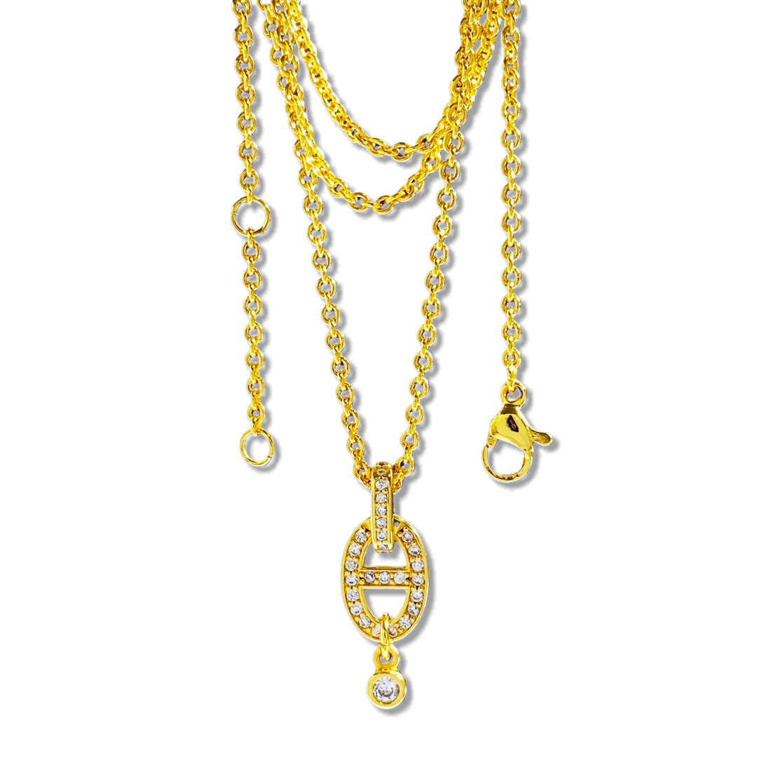 HMN003 Farandole Pendant Necklace White Gold Plated and Diamonds - ccjewelryacc