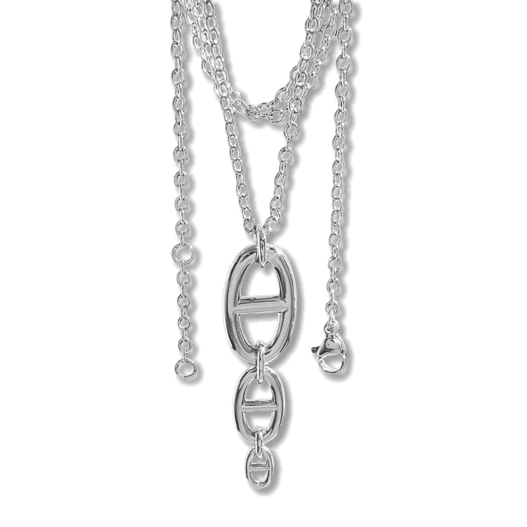 HMN012 H Pig nose Chaine d'ancre Enchainee pendant necklace, large model - ccjewelryacc