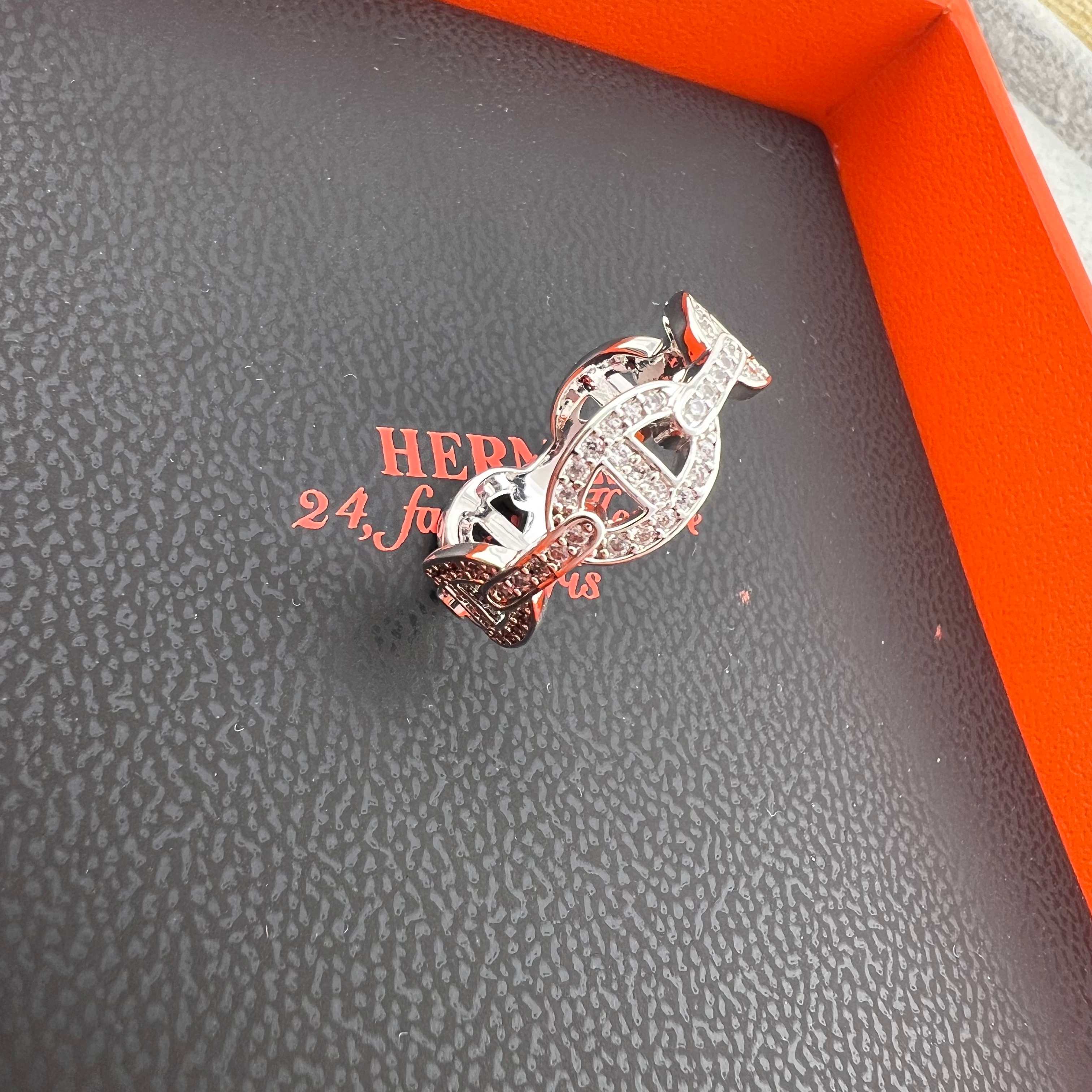 HMR022 Hermes Chaine d'ancre Enchainee ring Diamond, small model - ccjewelryacc