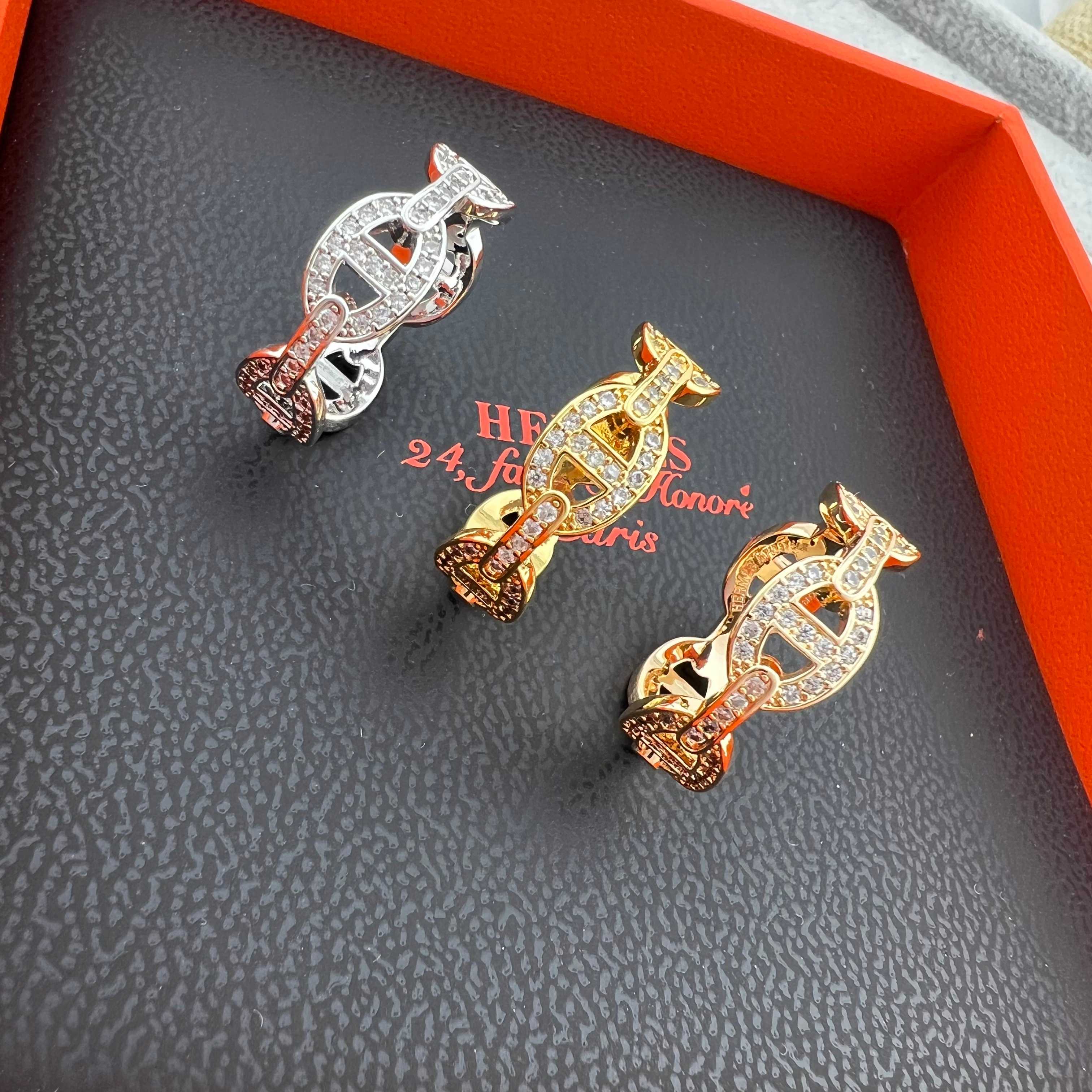 HMR022 Hermes Chaine d'ancre Enchainee ring Diamond, small model - ccjewelryacc