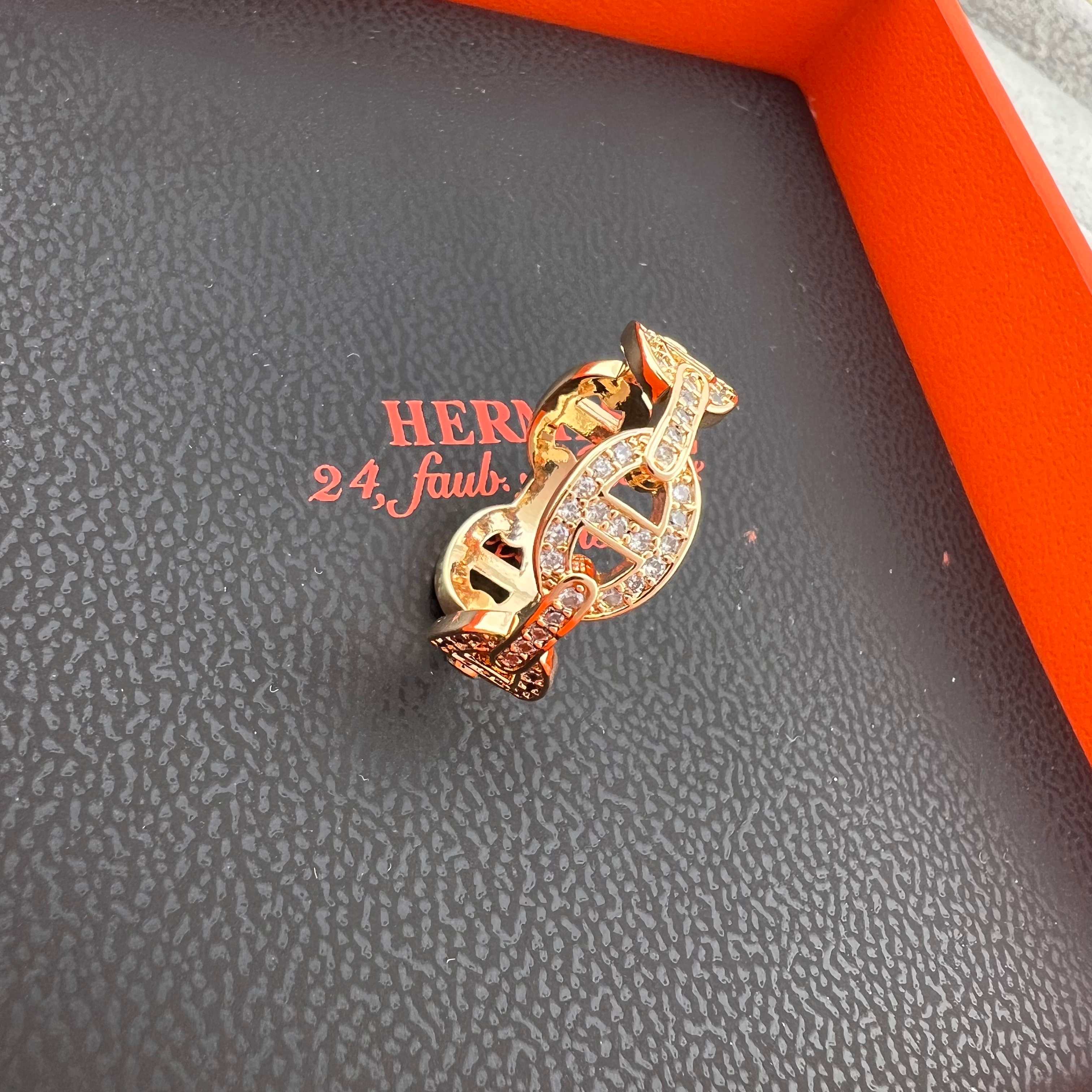 HMR022 Hermes Chaine d'ancre Enchainee ring Diamond, small model - ccjewelryacc