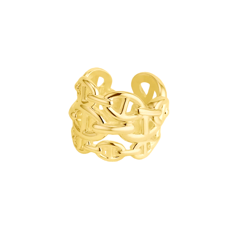 HMR005  Chaine d'ancre Enchainee ring, large model - ccjewelryacc
