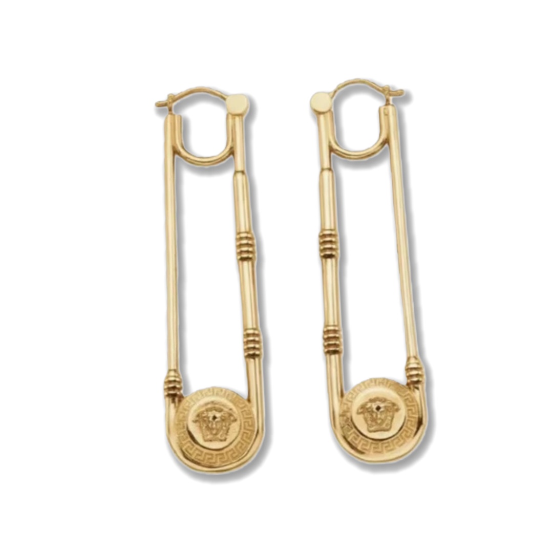 VSE067 Versace safety pin earrings Gold - ccjewelryacc