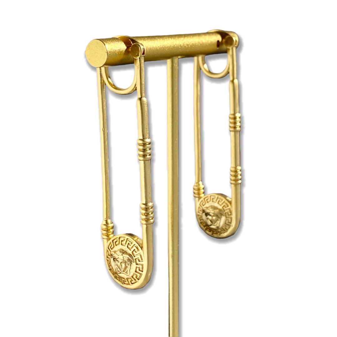 VSE067 Versace safety pin earrings Gold - ccjewelryacc