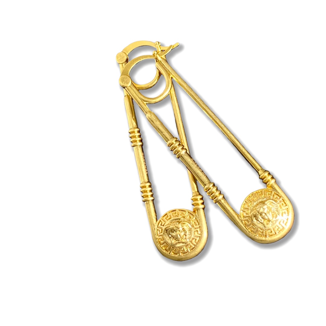 VSE067 Versace safety pin earrings Gold - ccjewelryacc