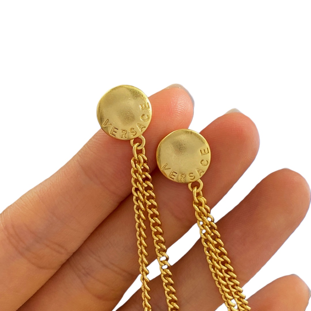 VSE068 Versace Medusa tassels pendant earrings Gold - ccjewelryacc