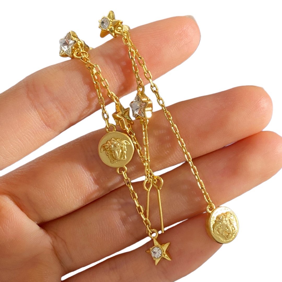 VSE069 Versace Medusa tassels earrings - ccjewelryacc