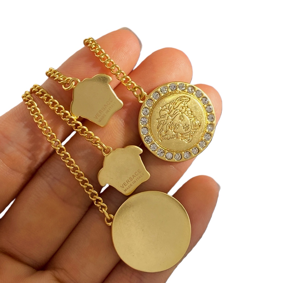 VSE068 Versace Medusa tassels pendant earrings Gold - ccjewelryacc
