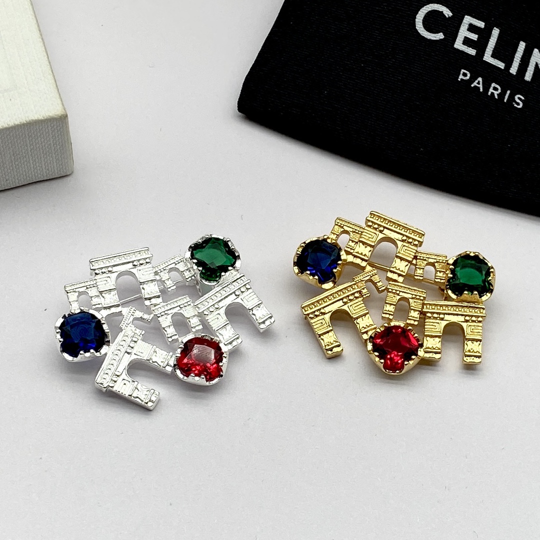 CLB009 Celine Triomphe Frame Sparkle Brooch & pin - ccjewelryacc