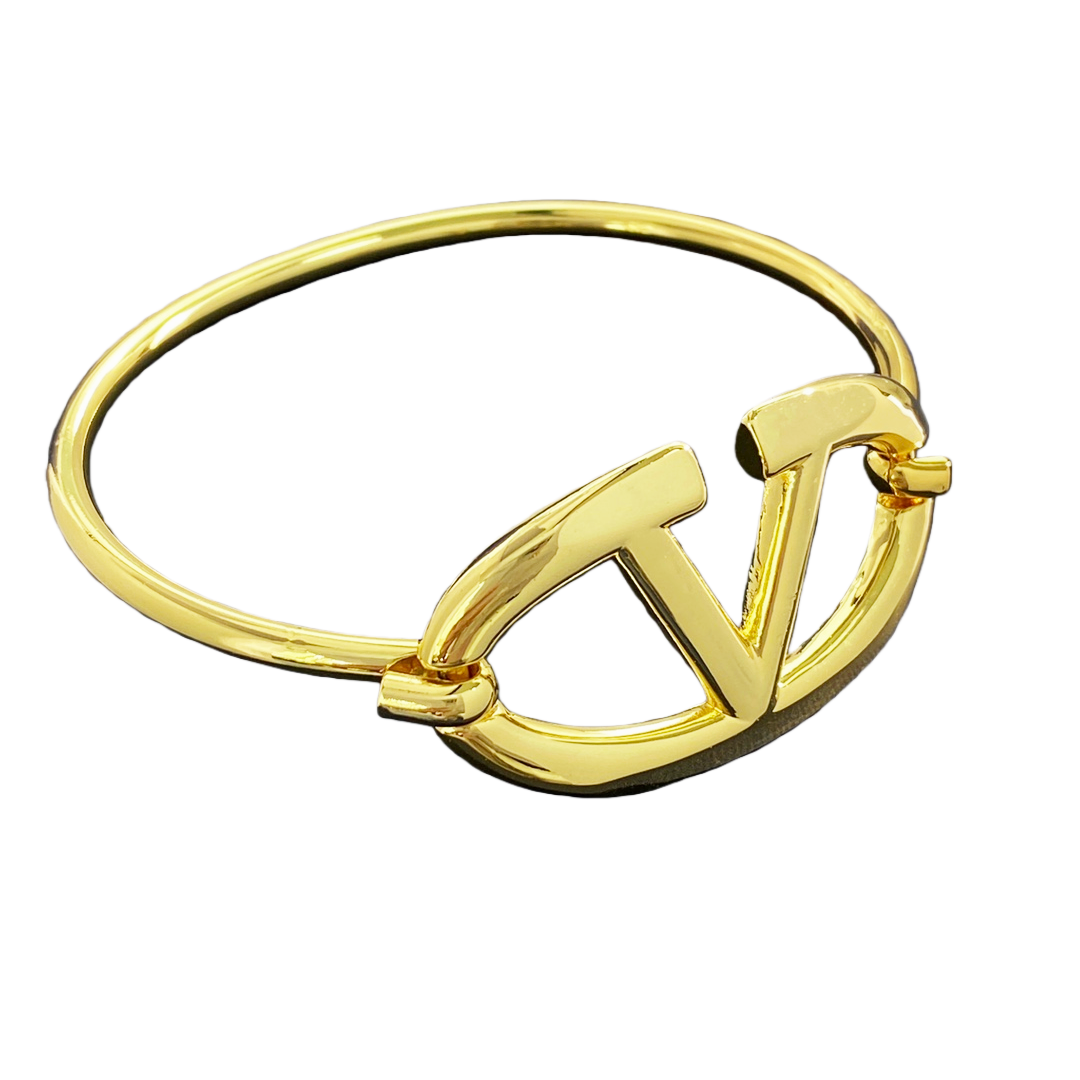 VTS022 vlogo signature metal bangle bracelet - ccjewelryacc