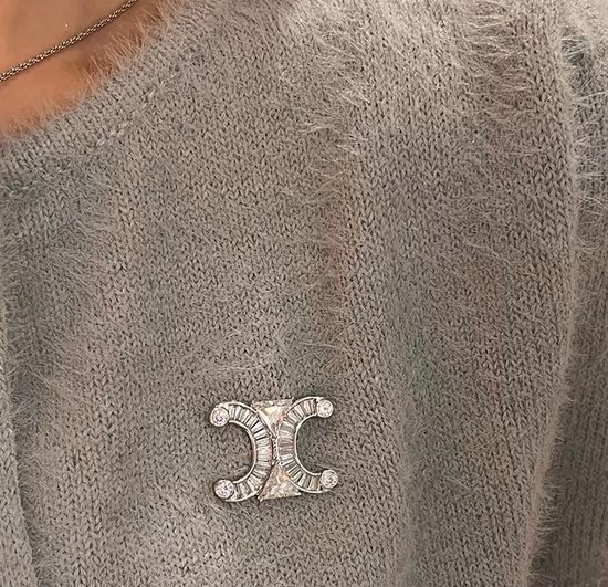 CLB008 Celine Triomphe Frame Sparkle Brooch & pin - ccjewelryacc