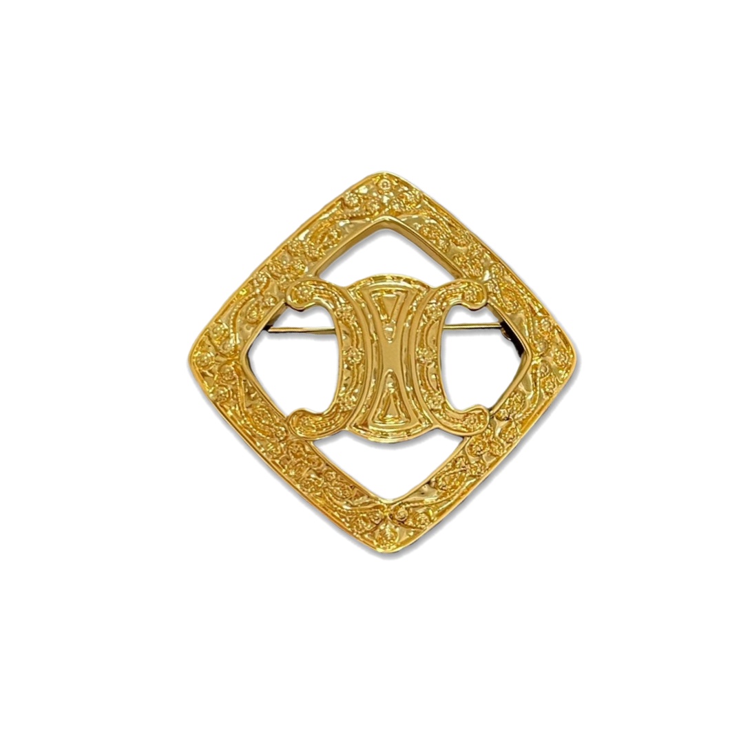 CLB011 Celine Triomphe Vintage Brooch & pin 24k gold plated - ccjewelryacc