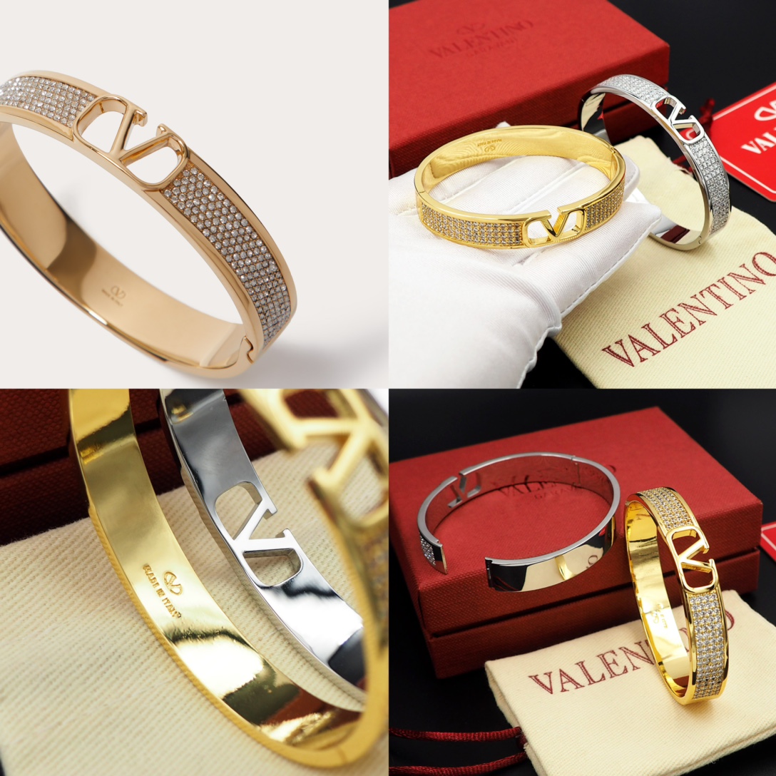 VTS003 BANGLE VLOGO SIGNATURE IN METALLO E CRISTALLI - ccjewelryacc