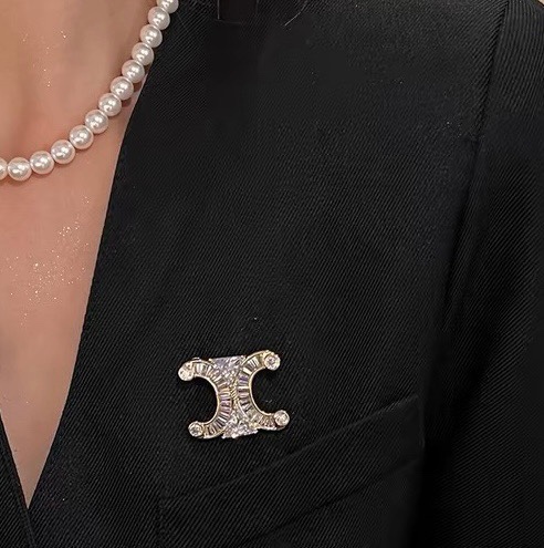 CLB008 Celine Triomphe Frame Sparkle Brooch & pin - ccjewelryacc
