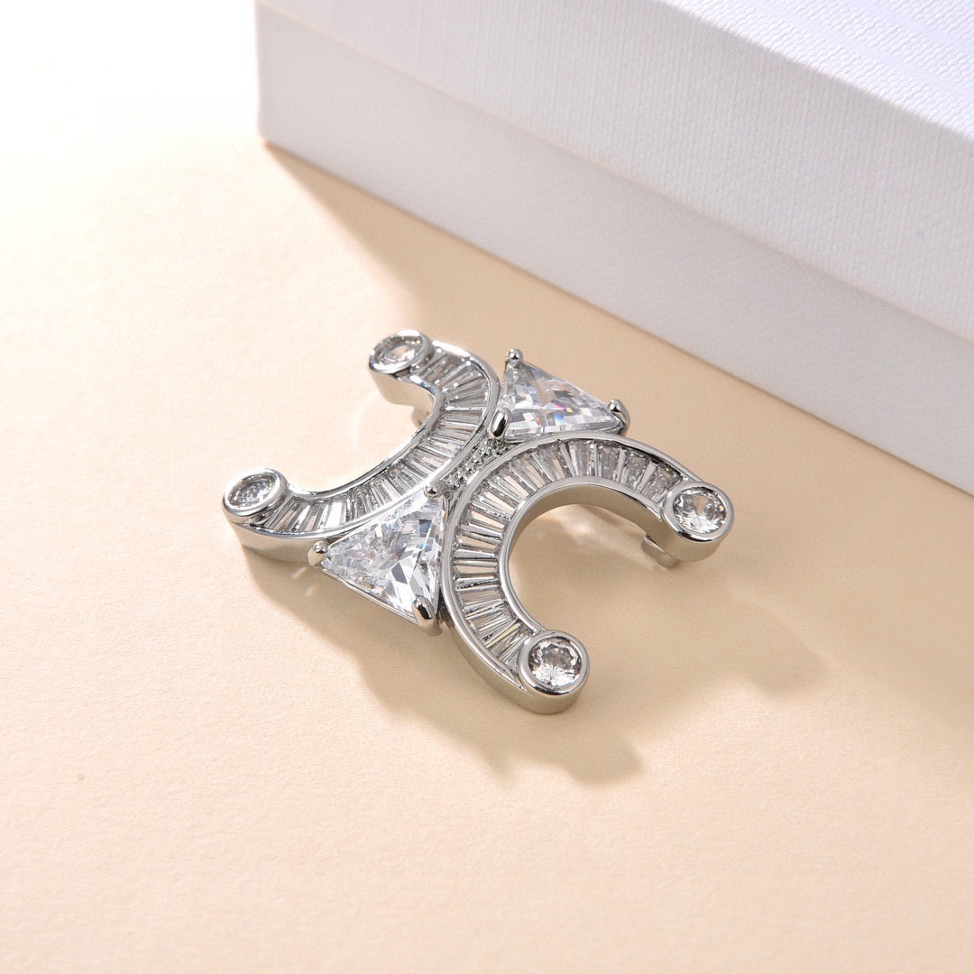 CLB008 Celine Triomphe Frame Sparkle Brooch & pin - ccjewelryacc