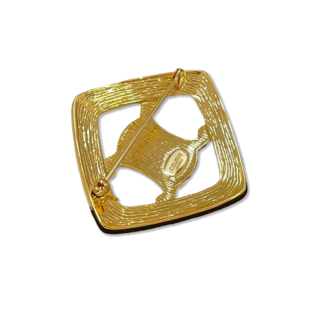 CLB011 Celine Triomphe Vintage Brooch & pin 24k gold plated - ccjewelryacc