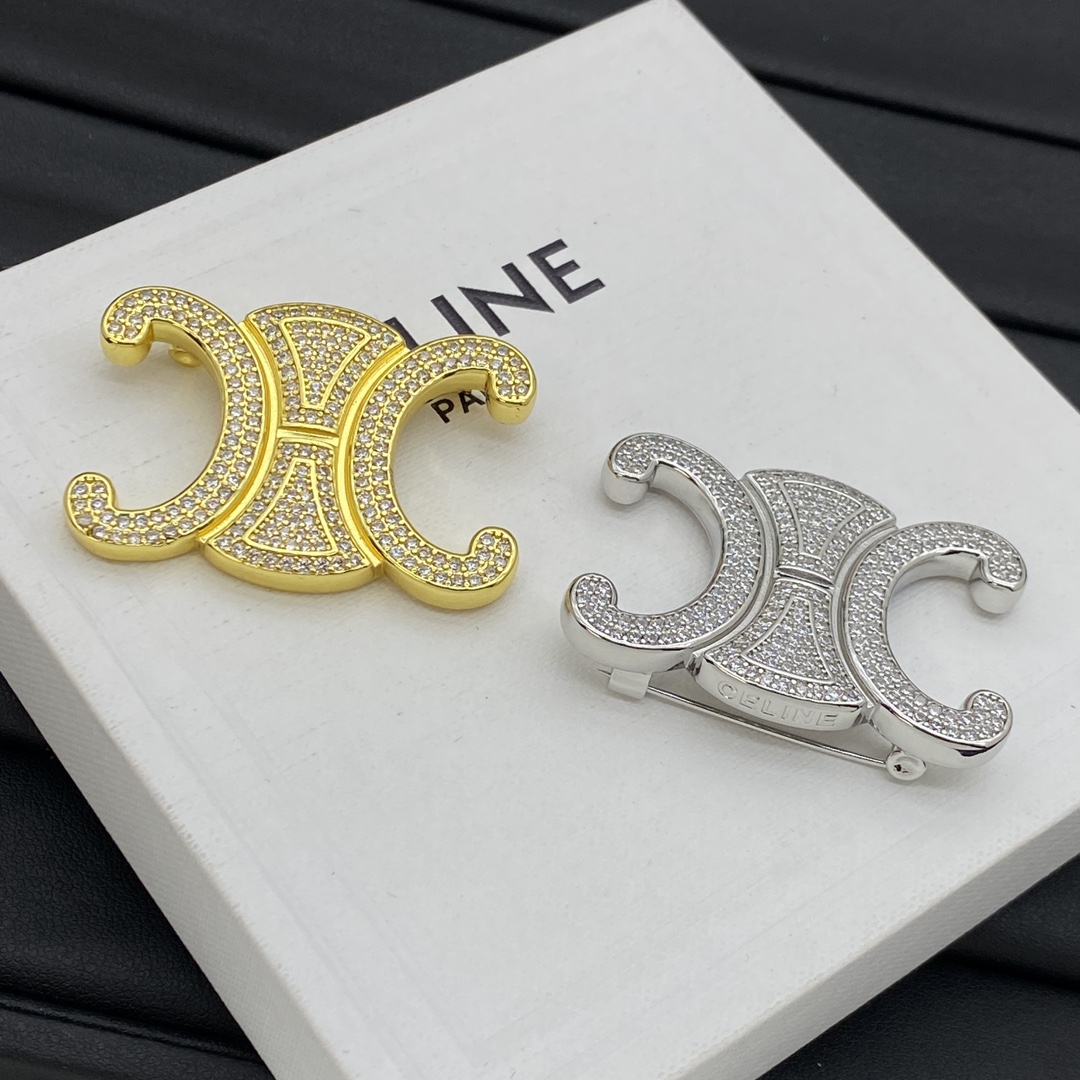 CLB007 Celine Triomphe Frame Sparkle Brooch & pin - ccjewelryacc
