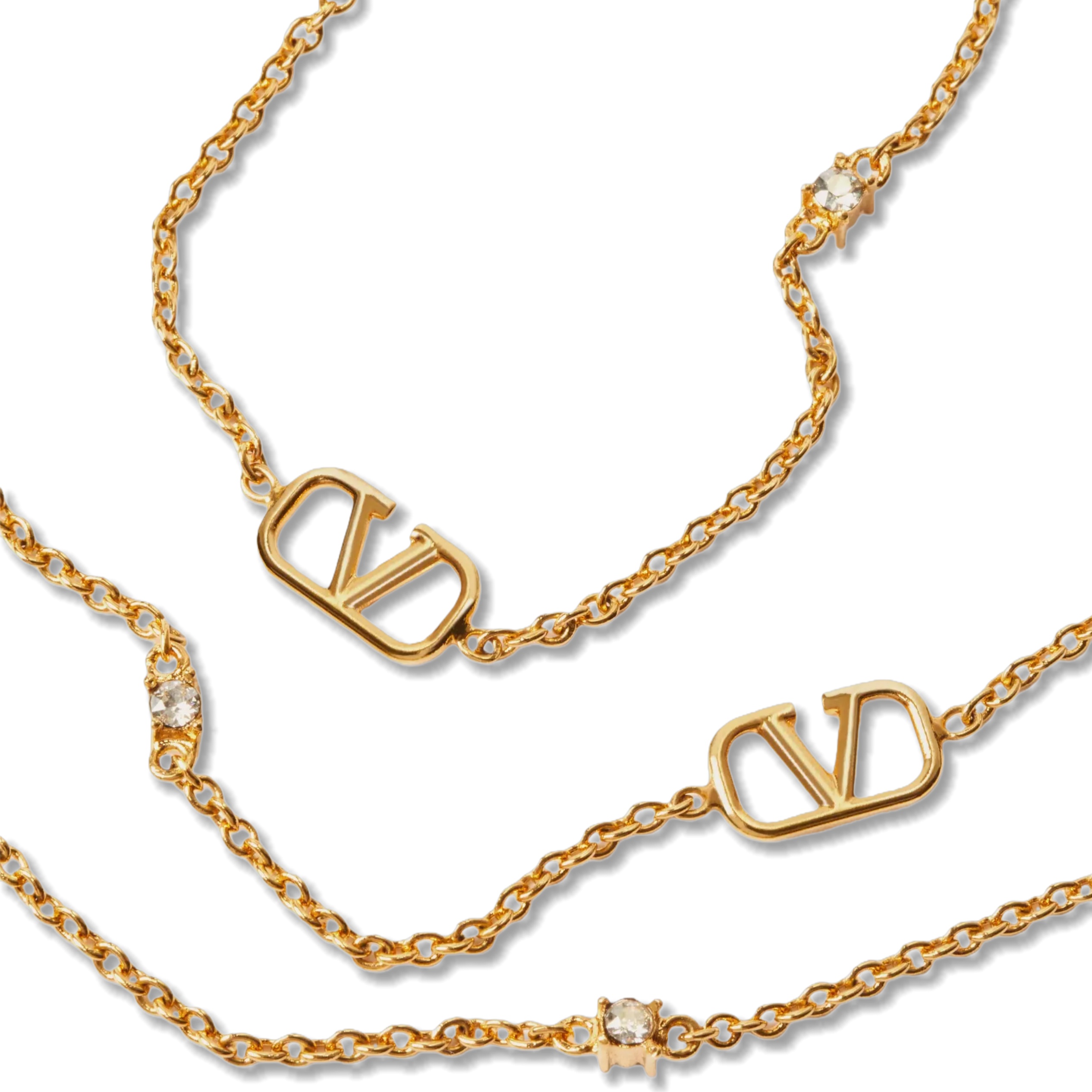 VTN041 V logo long chain sweater necklace - ccjewelryacc