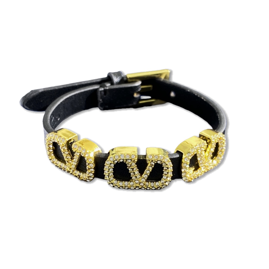 VTS016 Valentino Garavani VLogo Signature leather bracelet - ccjewelryacc